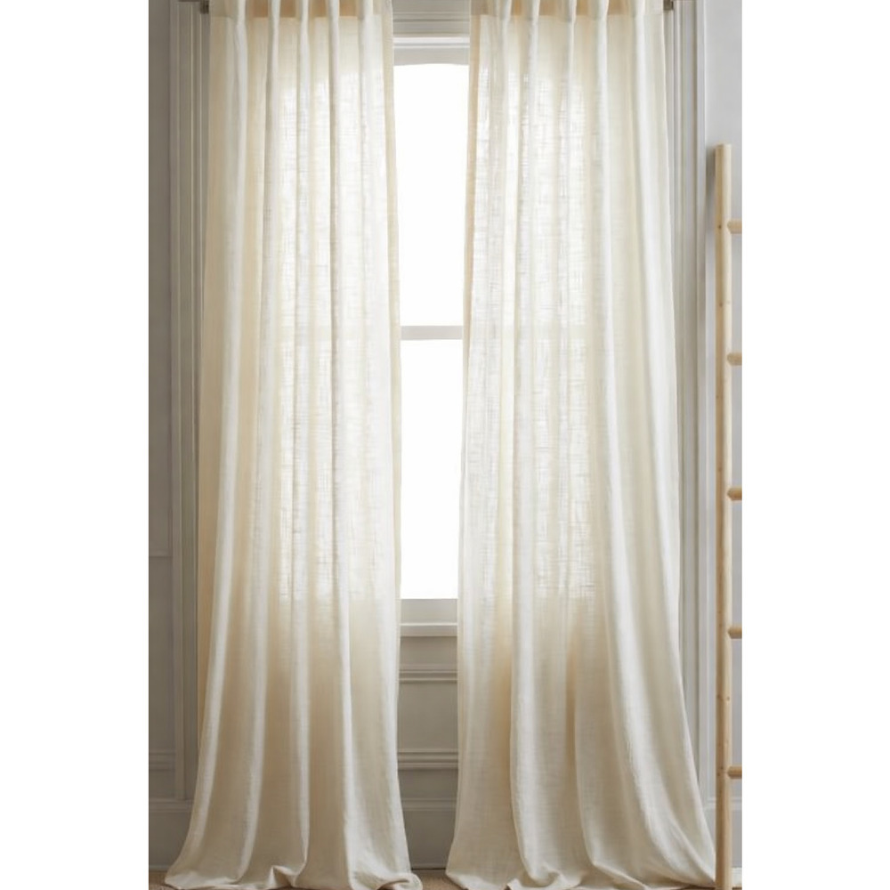 Quince Ivory Sheer Curtain Panels Set of 2 48" X 84" CREAM NEW - Picture 2 of 6